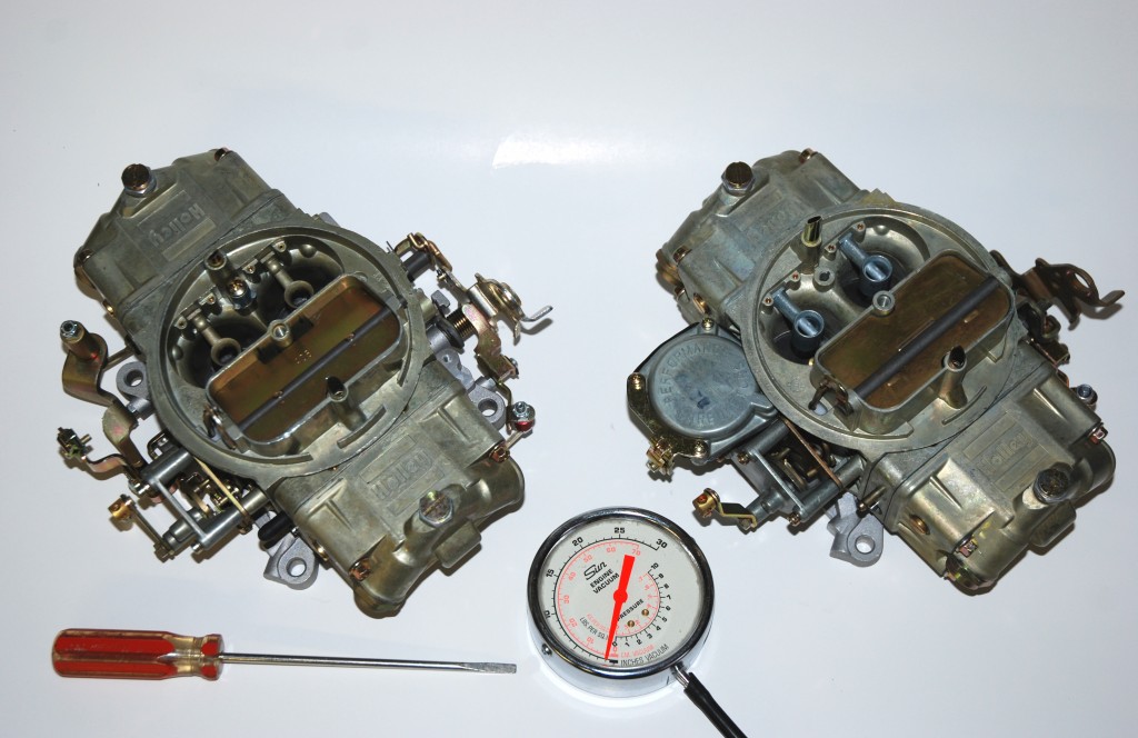 Holley double pumper carburetors and idle tuning tools