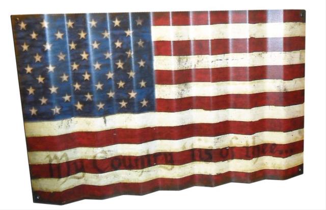 Corrugated Metal American Flag