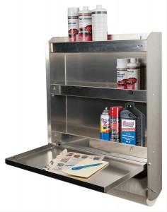 garage cabinet with folding tray