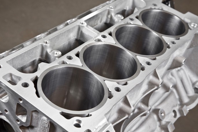 When honing a race engine, the goal is to have just enough surface area on the wall finish to seal the rings, since too much surface area can compromise oil retention. As such, SAM Tech hones the COPO LS7 to an RA value of 10-12, and a RZ value of 100-120.