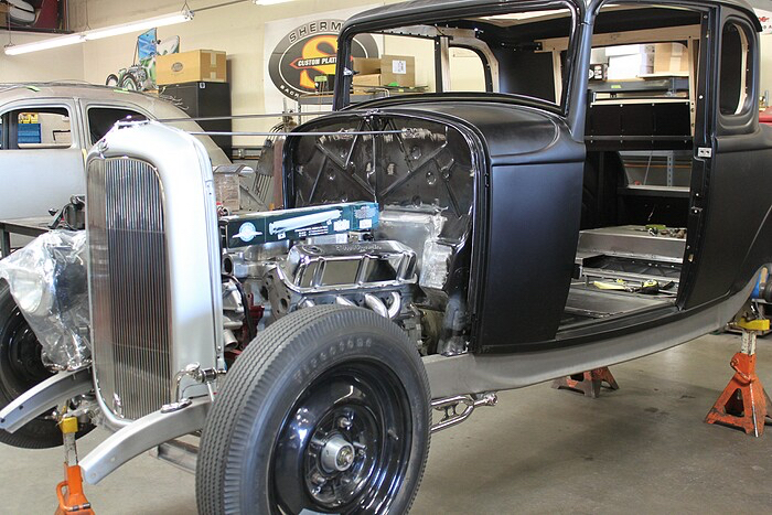 Initial assembly of 32 Ford Company Coupe build by Roy Brizio and United Pacific
