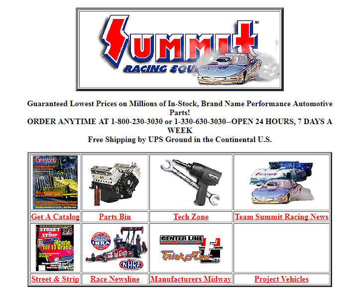 Summit Racing website 1997