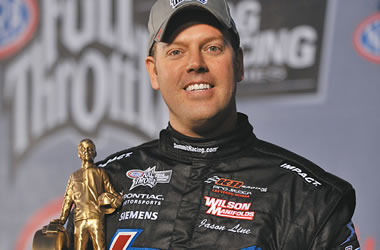 Jason Line with Wally Trophy after 2011 Pomona Race