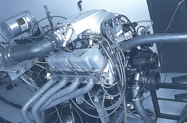 347 5.0L ford engine on dyno for testing