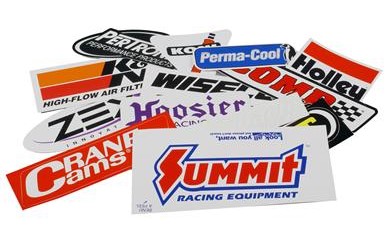 collection of hot rod decals on a white background