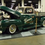 vintage gmc pickup truck at indoor car show