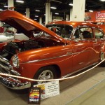 1950 chevy fleetline coupe on display at car show