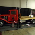 vintage flatbed truck at car show