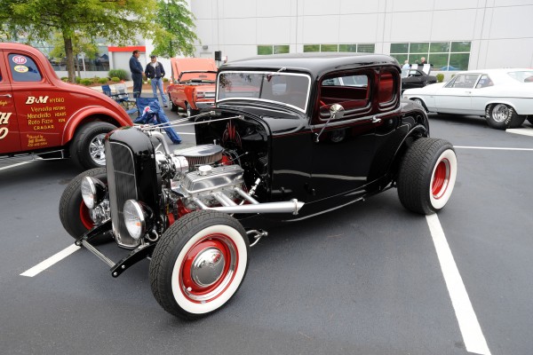 vintage ford five window hot rod coupe