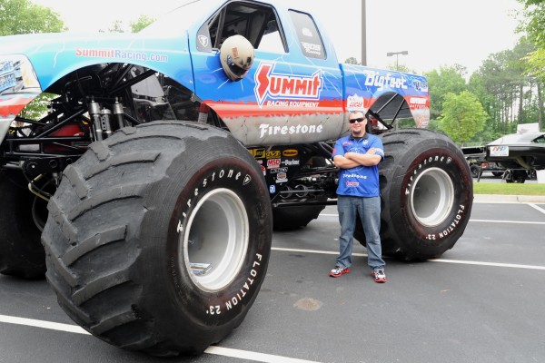 driver and BIGFOOT monster truck in show display