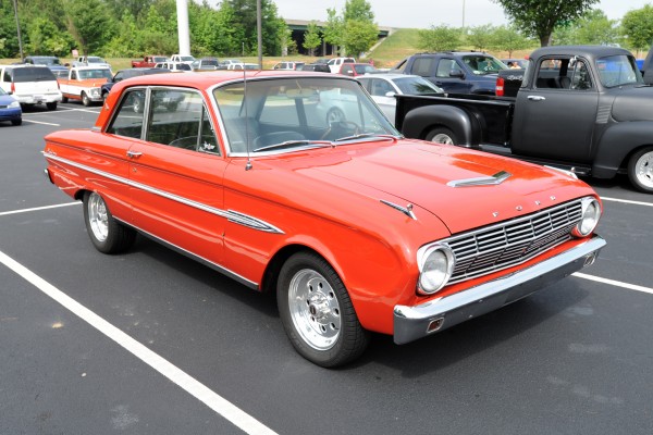 vintage red ford falcon coupe