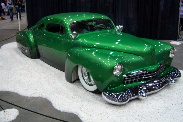 green custom lowrider prewar coupe show car