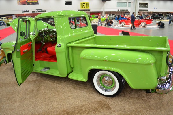 vintage show truck with custom green paint job