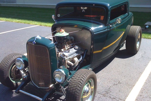 green ford hot rod with sbc v8