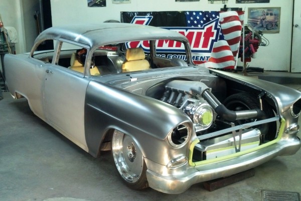 1955 chevy hot rod project, in shop