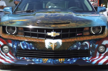 American Military Mural paint job on a 5th gen chevy camaro