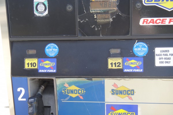 sunoco gas pump with high octane race fuel