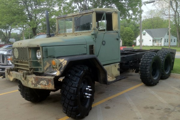kaiser military truck in summit racing parking lot