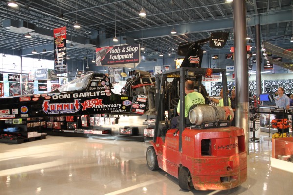 Don Garlits Swamp Rat 32 Dragster being moved into summit racing