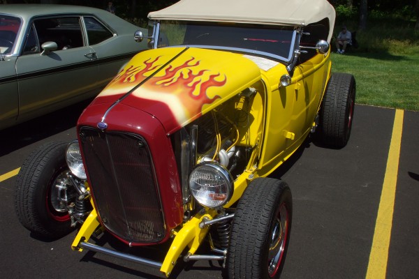 flamed ford roadster hot rod