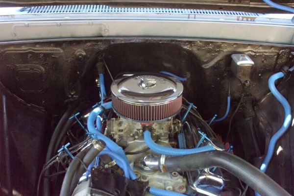 v8 engine in a classic car