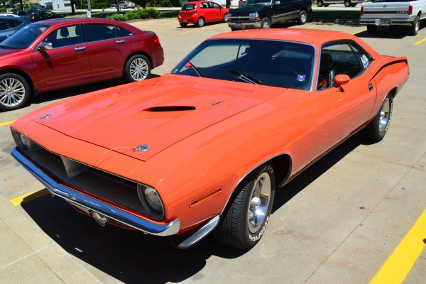 front quarter shot of a plymouth barracuda
