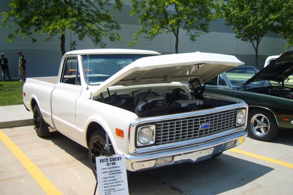 White 1972 Chevy pickup truck