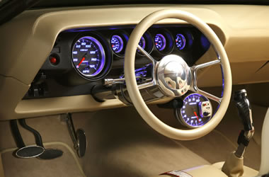 interior of a custom 1970 dodge challenger