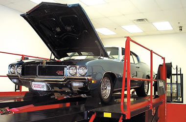 vintage buick gs on chassis dyno