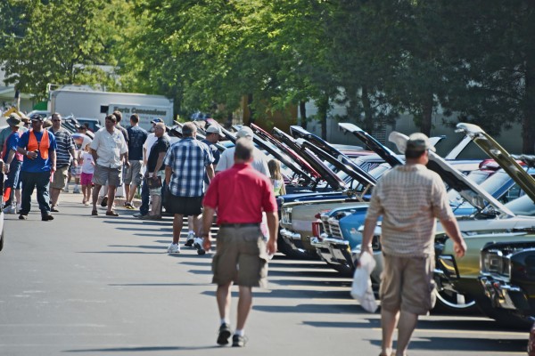 Crowds at a classic car show