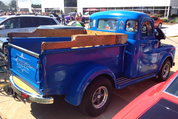 rear view of bed in a 1950 dodge pickup truck