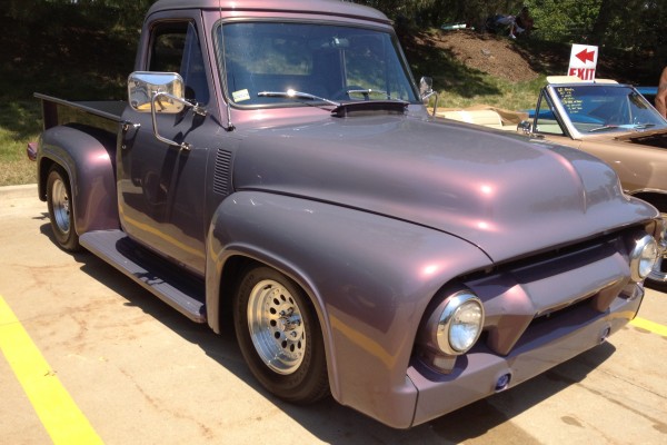 hot rod vintage ford truck with custom paint