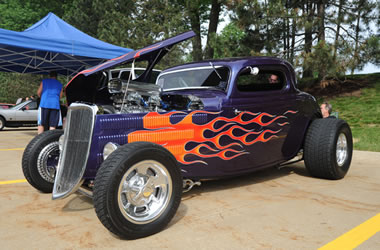 flamed hot rod ford coupe