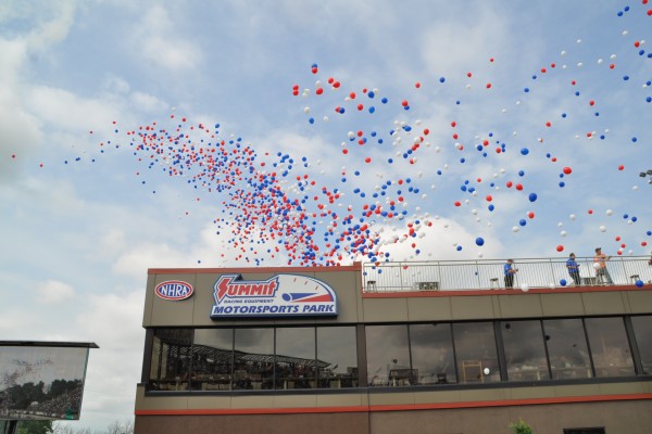 balloon release at summit motorsports park drag strip