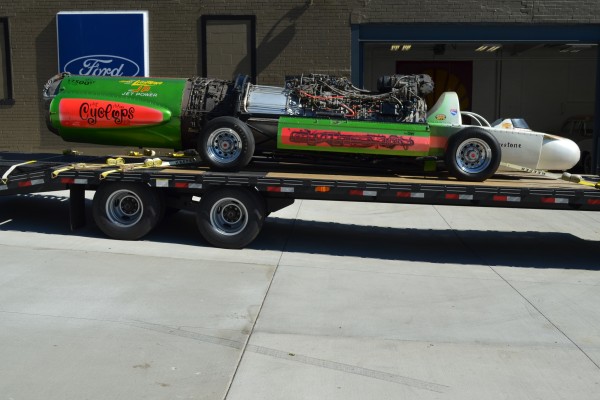 Art Arfons Jet Powered Green Monster Land Speed Car on trailer