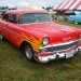 flamed 1956 chevy hot rod coupe with louvered hood thumbnail