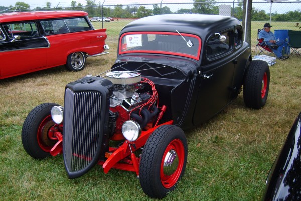 black ford five window hot rod coupe with sbc v8
