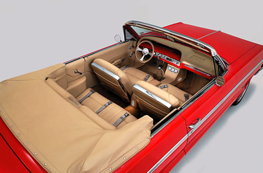 interior view of a custom chevy impala convertible