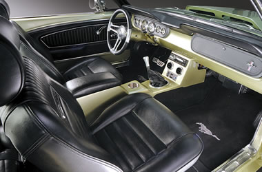 interior of a 1966 mustang fastback show car