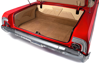 rear trunk of a custom chevy impala show car