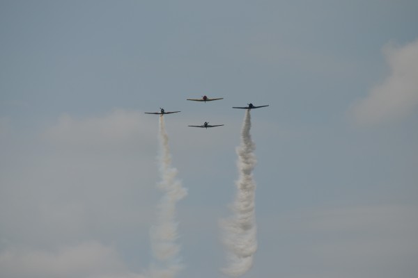 vintage military warbird flyover of NHRA Drag Race nationals 2012