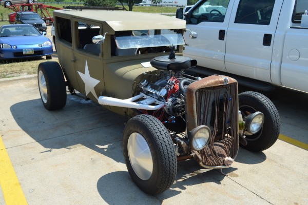 military themed ford rat rod tudor coupe