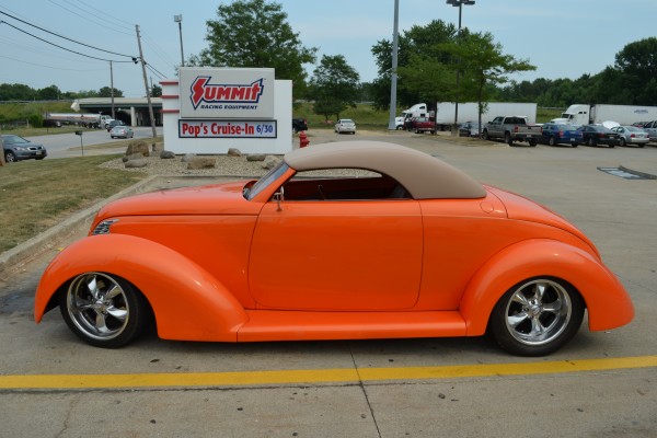 custom orange hot rod roadster show car