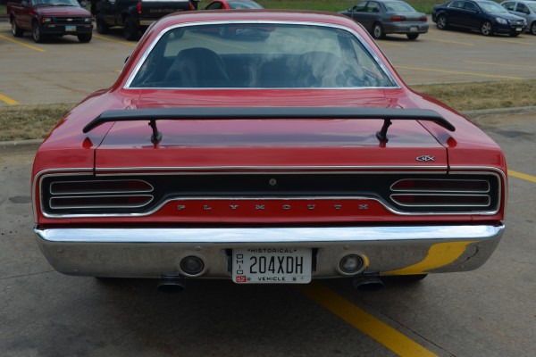 rear view of a 1970 plymouth gtx coupe