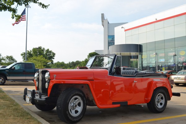 1949 willys jeepster parked at summit racing