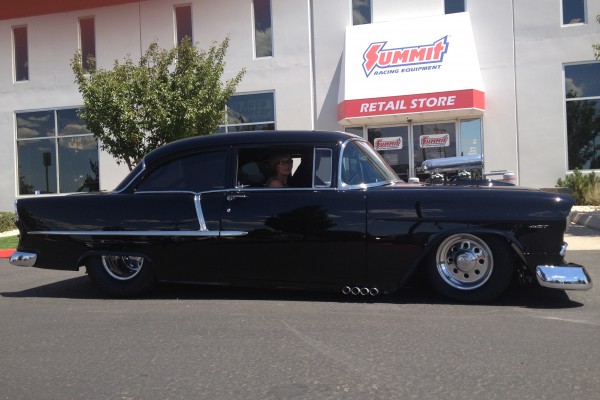 lowered chevy 1955 coupe drag car