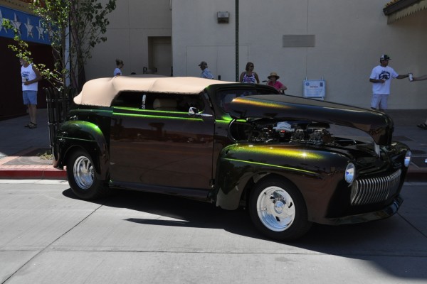 green chopped and lowered roadster hot rod