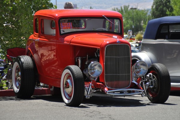 red ford five window hot rod