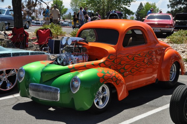 willys hotrod with supercharged v8