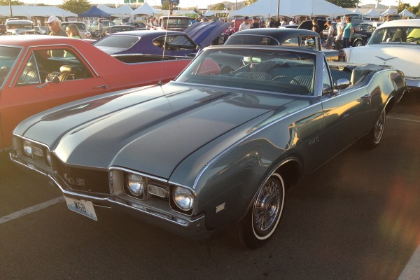 olds 442 convertible at sunset